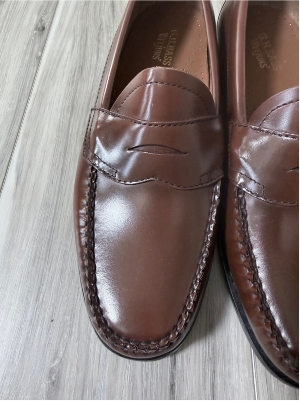 G.H. Bass Weejuns Logan Penny Loafers Men’s 8 EE Brown Leather Dress Shoes - Picture 5 of 12